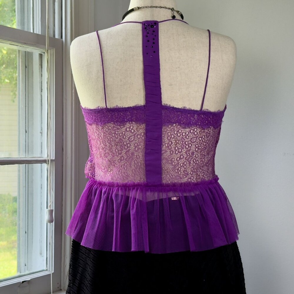 Free People Sweet Escape Camisole Fairy Purple Lace Large Rave Whimsigoth Y2K - Picture 2 of 9